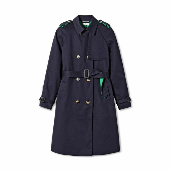 Phillip Lim Women's Trench Coat Navy/Green - Picture 2 of 5